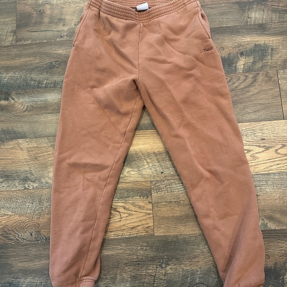 Aritzia TNA Sweatfleece Cozy Fleece Tan Brown Sweatpants